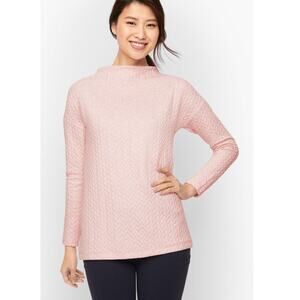 Talbots Pink Quilted Jacquard Pullover Top Size Small Petite